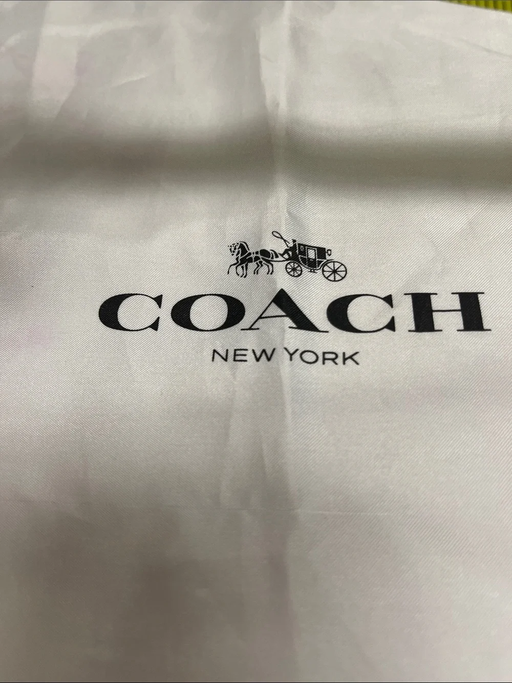 Coach White Drawstring Logo Dust Bag